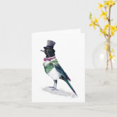 ビクトリアンなカササギの鳥 カード (黄色い花)