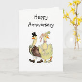 ビクトリアンなガチョウの夫婦の結婚記念日グリーティングカード カード (黄色い花)