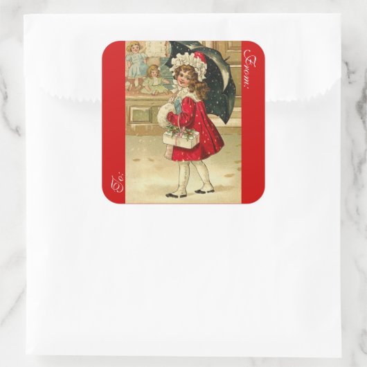 ビクトリアンなクリスマスのギフトのラベル スクエアシール (バッグ)