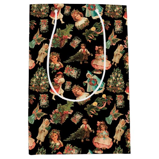 ビクトリアンなクリスマスのギフトバッグ ミディアムペーパーバッグ (正面)