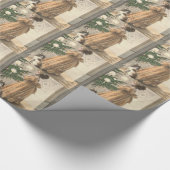 ビクトリアンなクリスマスのレトロのヴィンテージの休日 ラッピングペーパー (角)