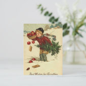 ビクトリアンなクリスマスのヴィンテージのレトロの芸術 シーズンポストカード (スタンド正面)