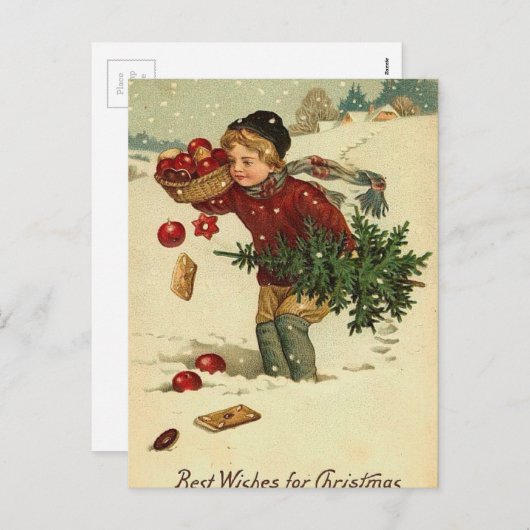 ビクトリアンなクリスマスのヴィンテージのレトロの芸術 シーズンポストカード (正面/裏面)