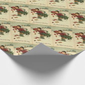 ビクトリアンなクリスマスのヴィンテージのレトロの芸術 ラッピングペーパー (角)