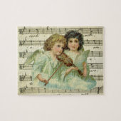 ビクトリアンなクリスマスの天使 ヴァイオリンと楽譜 ジグソーパズル (横)