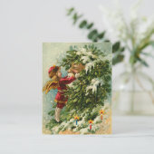 ビクトリアンなクリスマスの妖精の国およびサンタ シーズンポストカード (スタンド正面)