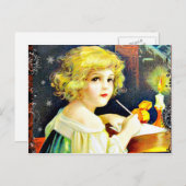 ビクトリアンなクリスマスの子供 シーズンポストカード (正面/裏面)