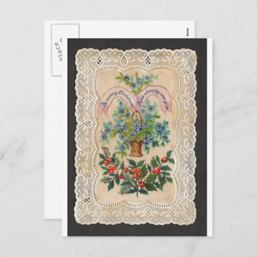 ビクトリアンなクリスマスの年賀状1870年 シーズンポストカード (正面/裏面)