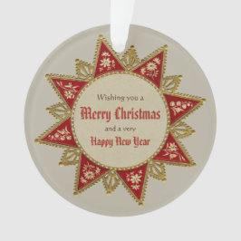 ビクトリアンなクリスマスの星の金ゴールドの赤いヴィンテージCC0962 オーナメント