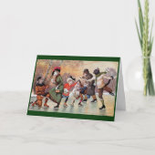 ビクトリアンなクリスマスカードのスケートで滑る猫 カード (正面)