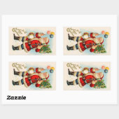 ビクトリアンなクリスマス、サンタクロースの風船 長方形シール (シート)