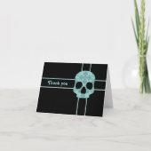 ビクトリアンなゴシックのダマスク織fangedスカルは感謝していしています サンキューカード (正面)