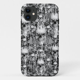 ビクトリアンなゴシック様式レースのスカルパターン iPhone 11 ケース