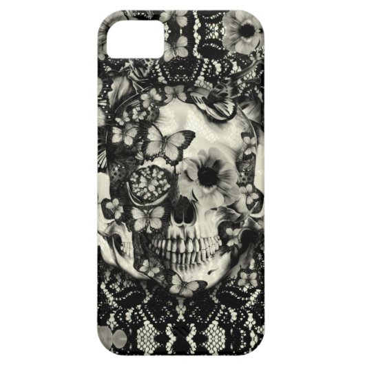 ビクトリアンなゴシック様式レースのスカルパターン Case-Mate iPhoneケース (裏面)
