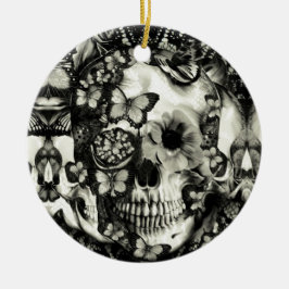 ビクトリアンなゴシック様式レースのスカル セラミックオーナメント