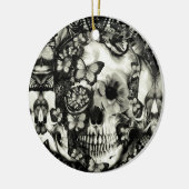 ビクトリアンなゴシック様式レースのスカル セラミックオーナメント (左)
