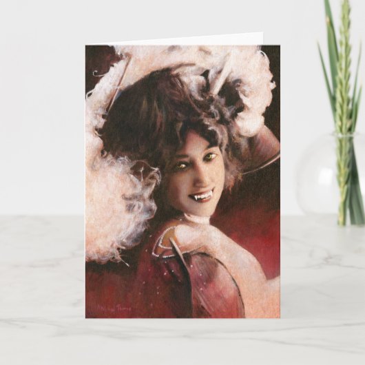 ビクトリアンなゴシック様式吸血鬼の女性挨拶状 カード (正面)