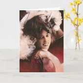 ビクトリアンなゴシック様式吸血鬼の女性挨拶状 カード (黄色い花)