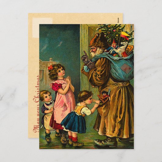 ビクトリアンなサンタクロースのクリスマスの郵便はがき シーズンポストカード (正面/裏面)