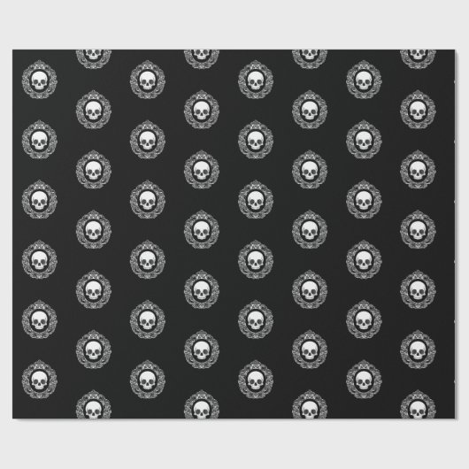 ビクトリアンなスカルのカメオ ラッピングペーパー (フラット)