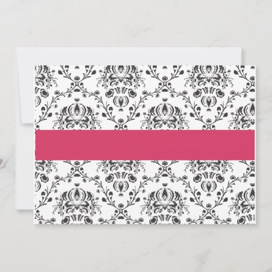 ビクトリアンなダマスク織の(黒及び暗い赤紫色)結婚式の招待 招待状 (裏面)