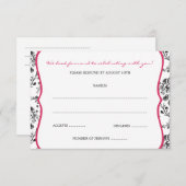 ビクトリアンなダマスク織(黒及び暗い赤紫色) RSVPカード (正面/裏面)