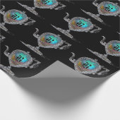 ビクトリアンなティーポットのモノグラム ラッピングペーパー (角)