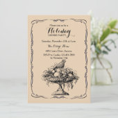 ビクトリアンなデザート用深皿の夕食のパーティの招待状 招待状 (スタンド正面)