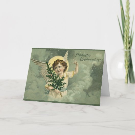 ビクトリアンなドイツの天使のクリスマスの挨拶状 シーズンカード (正面)