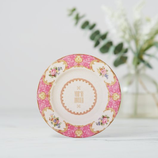 ビクトリアンなハイティーのパーティの招待状 招待状 (スタンド正面)