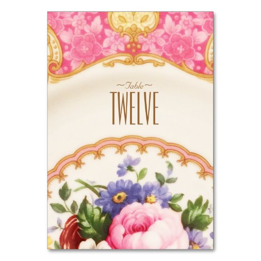 ビクトリアンなハイティーの園遊会のテーブル数カード テーブルナンバー (裏面)