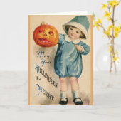 ビクトリアンなハロウィンの挨拶状 カード (黄色い花)