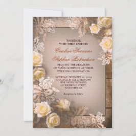 ビクトリアンなバラのヴィンテージの素朴な結婚式招待状 招待状