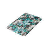 ビクトリアンなバラの花のターコイズのティール(緑がかった色)の白い黒 バスマット (アングル)