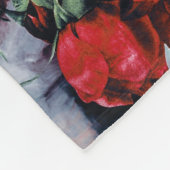 ビクトリアンなバラの花の赤く白い黒 フリースブランケット (角)