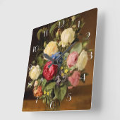 "ビクトリアンなバラ"の柱時計のプリント スクエア壁時計 (傾斜)