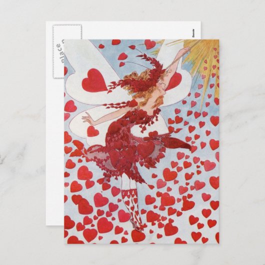 ビクトリアンなバレンタインのハートの妖精 シーズンポストカード (正面/裏面)