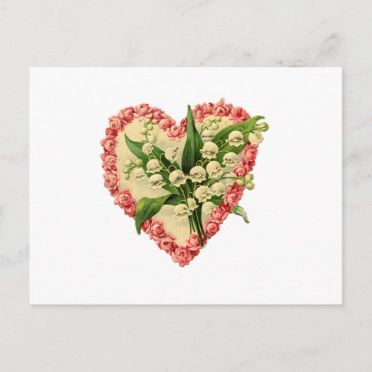 ビクトリアンなバレンタインのハート シーズンポストカード (正面)