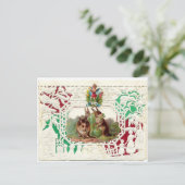 ビクトリアンなバレンタインカード- 3つのバニー シーズンポストカード (スタンド正面)