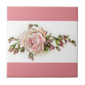ビクトリアンなピンクのバラおよび芽のセラミックタイル タイル (正面)