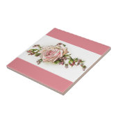 ビクトリアンなピンクのバラおよび芽のセラミックタイル タイル (側面)