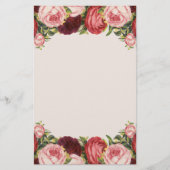 ビクトリアンなピンクの赤いBurgandyのキャベツバラ 便箋 (正面)