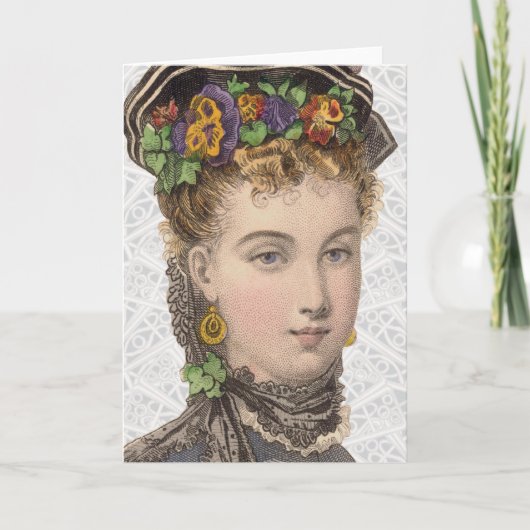 ビクトリアンなファッションのイラストレーション-挨拶状 シーズンカード (正面)