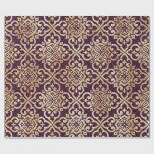 ビクトリアンなプラム及び金ゴールドのグリッター ラッピングペーパー (フラット)