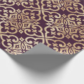 ビクトリアンなプラム及び金ゴールドのグリッター ラッピングペーパー (角)