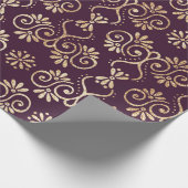 ビクトリアンなプラム及び金ゴールド ラッピングペーパー (角)