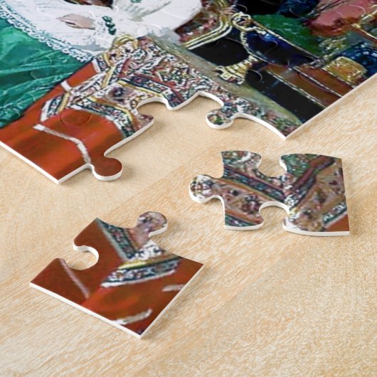 ビクトリアンなホームパーティの女性の人音楽絵画 ジグソーパズル (側面)