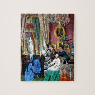 ビクトリアンなホームパーティの女性の人音楽絵画 ジグソーパズル