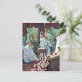 ビクトリアンなホームパーティの茶ファッションTissot インビテーションポストカード (スタンド正面)