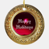 ビクトリアンなミニチュア犬のポートレートのアイルランド人のグレイハウンド セラミックオーナメント (裏面)